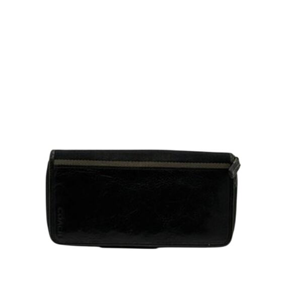 RETAIL $295 Coach Black Leather and Canvas Stripe on Spine Continental Wallet - Picture 6 of 13